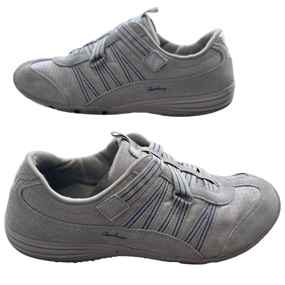 Skechers Slip On Sneakers Womens 10 Stone Navy Good Memory Foam Bungee 23074